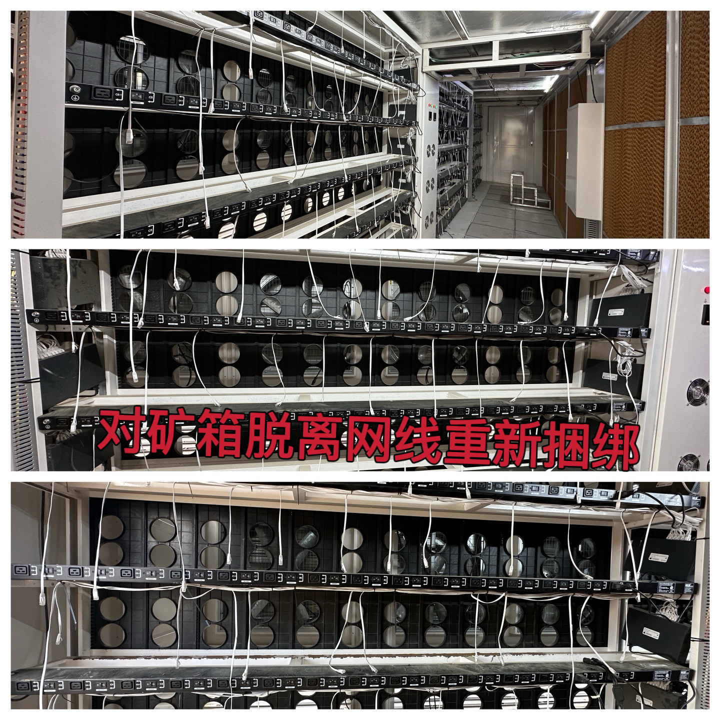 约克汤2025年3月对矿箱内脱离的网线进行重新用扎带捆绑作业纪实（YYW2025030004）