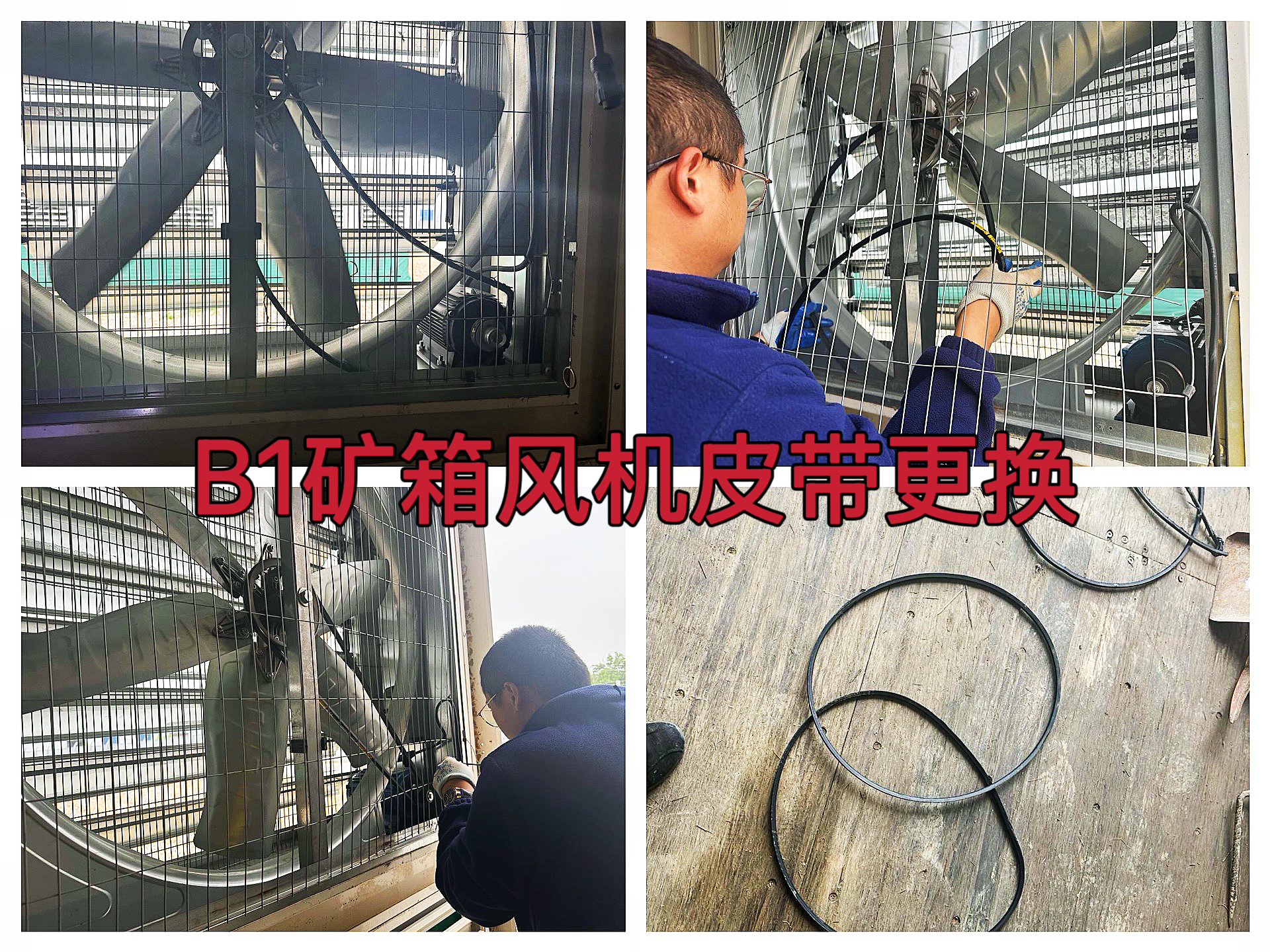 约克汤2025年6月矿箱巡检B1矿箱风机皮带更换2条作业纪实（YYW2025060004）